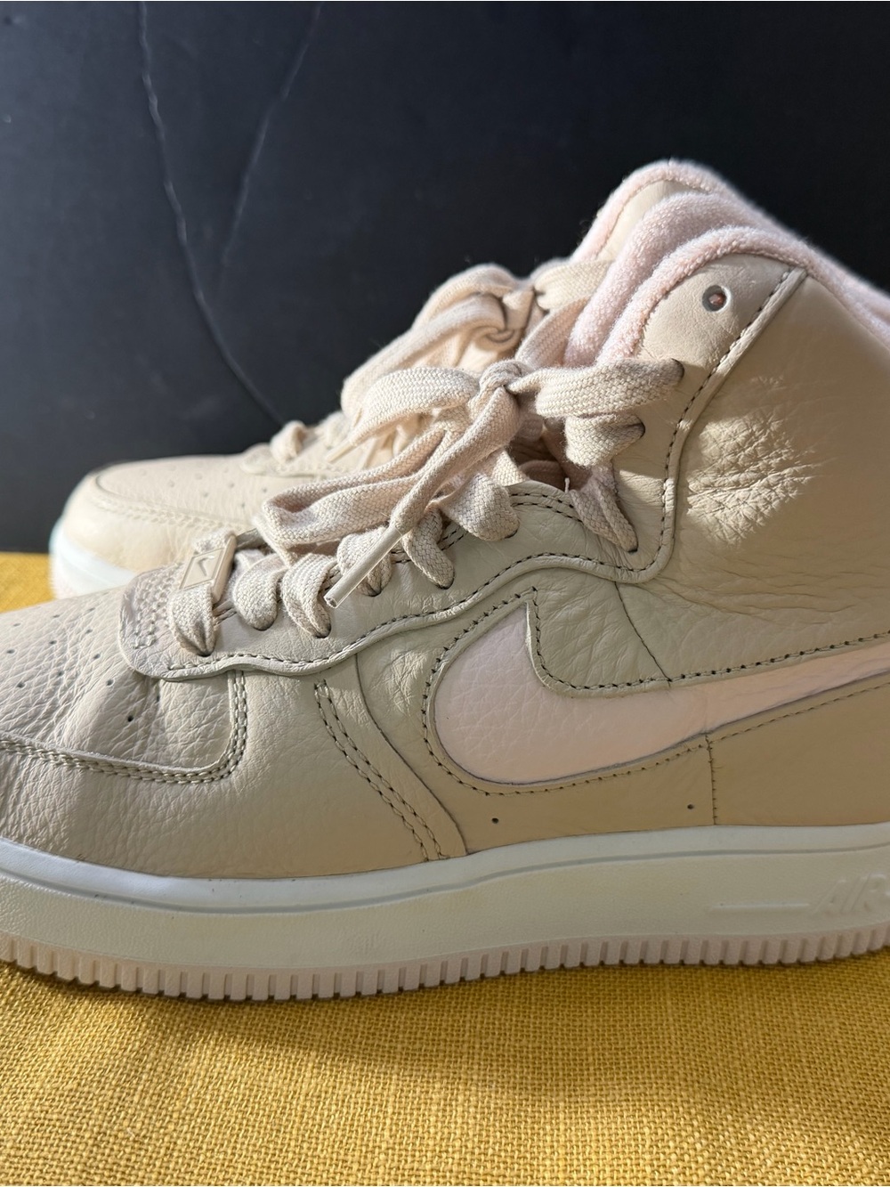 Nike Kids Beige High-Top Sneakers with White Swoosh